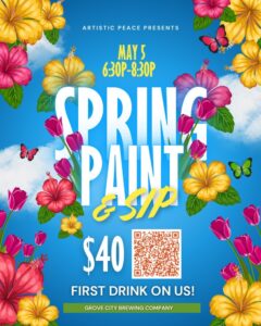 Spring Paint & Sip in Grove City, Ohio – May 5th at Grove City Brewing Company + Plum Run Winery