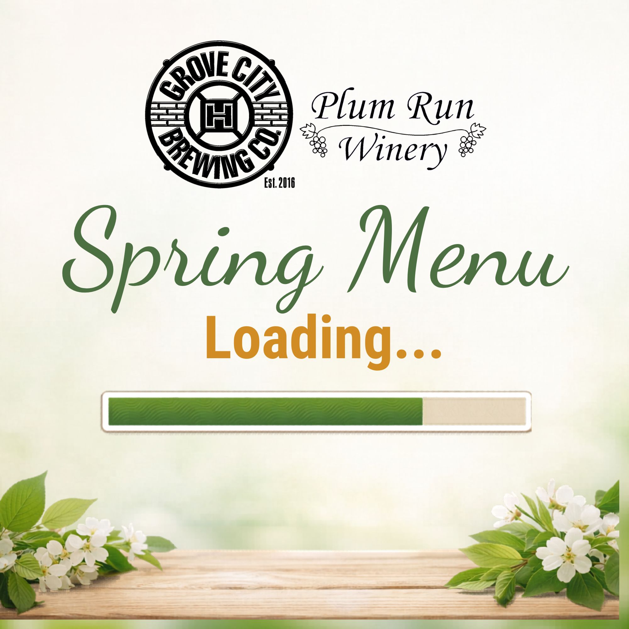 Spring menu teaser at Grove City Brewing Company and Plum Run Winery