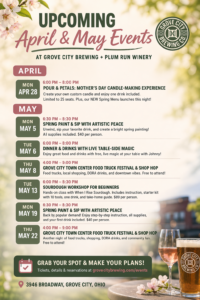 🌸 Best April & May Events in Grove City, Ohio (Workshops, Date Nights & Downtown Experiences)